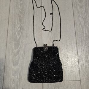 Lord & Taylor Vintage Black Beaded Evening Bag